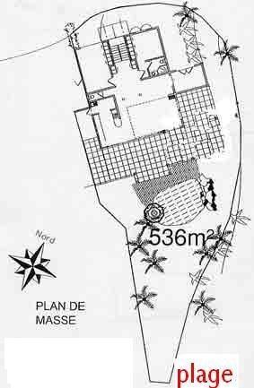 Plan de masse de la villa dans la résidence Hamak en Guadeloupe