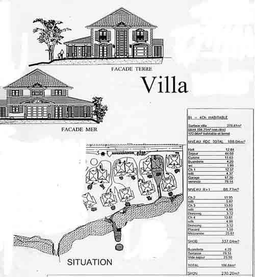Plan de masse générale de la Résidence "Les Jardins du Hamak" villas de luxe en Guadeloupe